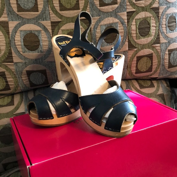 Swedish Hasbeens Shoes - Swedish Hasbeens 40 Navy Mirja Platform Super High